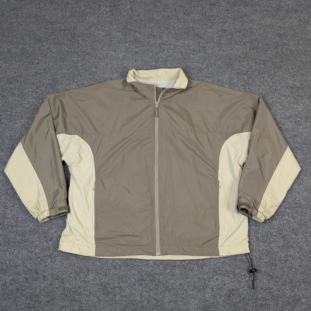 Cabela's Outdoor Gear Mens Large Brown Cream Ripstop Full Zip Windbreaker Jacket